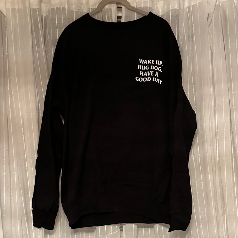 Hanes Black Crewneck Sweater with White Text
